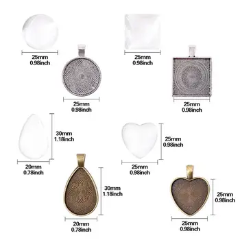 48Pcs DIY Pendant Tray Round Square Heart Teardrop Glass Cabochon Jewelry Making N0HE
48Pcs DIY Pendant Tray Round Square Heart Teardrop Glass Cabochon Jewelry Making N0HE