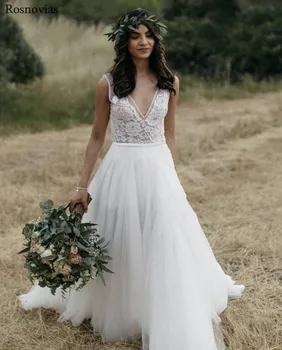 Bohemian Beach Wedding Dresses 2019 V Neck Sleeveless Open Back Sweep Train Modest Beach Lace Top Bridal Gowns Cheap Custom
Bohemian Beach Wedding Dresses 2019 V Neck Sleeveless Open Back Sweep Train Modest Beach Lace Top Bridal Gowns Cheap Custom