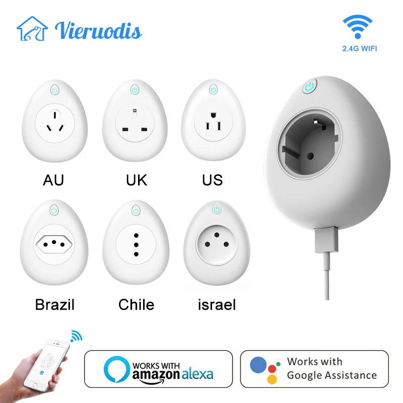 Умная розетка Wi Fi ЕС США Великобритания Австралия Франция Чили Бразилия Израиль