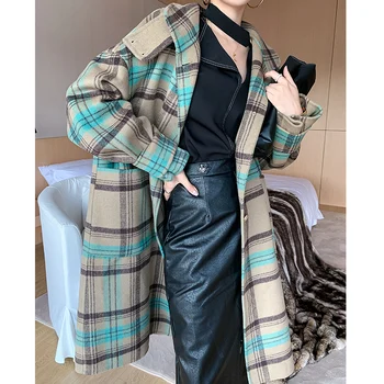 Vintage 100% Wool Coat Female Elegant Ladies Plaid Long Woolen Jacket Women Korean Fashion Blend Manteau Femme Hiver 2020 9023
Vintage 100% Wool Coat Female Elegant Ladies Plaid Long Woolen Jacket Women Korean Fashion Blend Manteau Femme Hiver 2020 9023