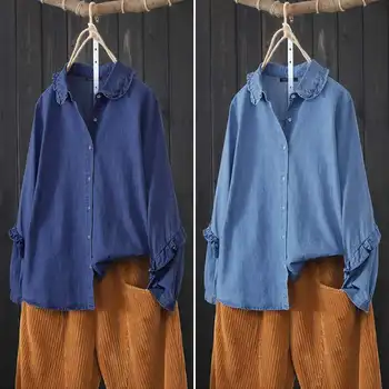 2020 Spring ZANZEA Turn Down Collar Shirts Tops Blusas Denim Blue Shirts Women Tops and Blouses Casual Tops Womens Clothing 5XL
2020 Spring ZANZEA Turn Down Collar Shirts Tops Blusas Denim Blue Shirts Women Tops and Blouses Casual Tops Womens Clothing 5XL
