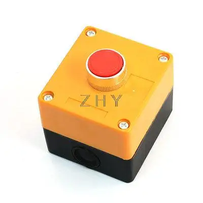 

Black Orange Square Plastic Box w Momentary Red Push Button Switch 660V 10A