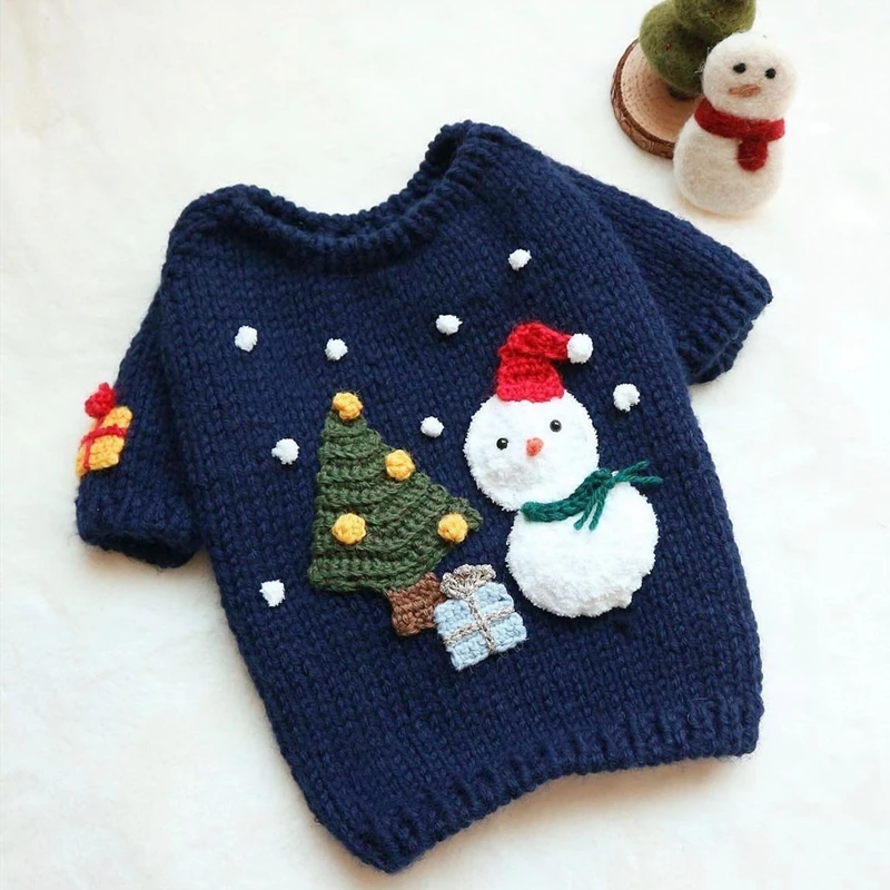

Puppy Christmas Sweater Pet Knit Sweater Pomeranian Warm Clothes Teddy Autumn and Winter Clothes Bichon Soft two-legged Clothes