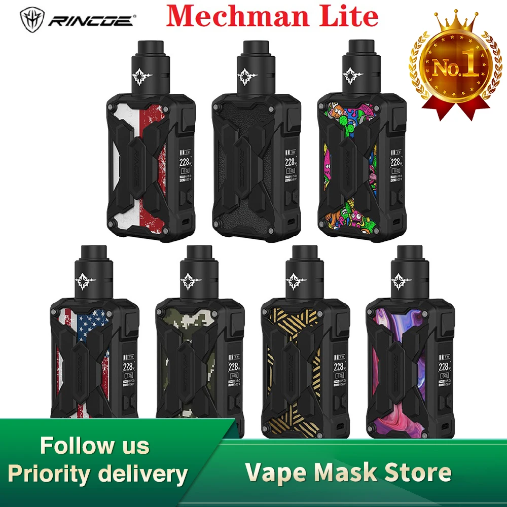 Оригинальный комплект Rincoe Mechman Lite TC с 228 Вт модом и атомайзером Metis RDA 810 капельным
