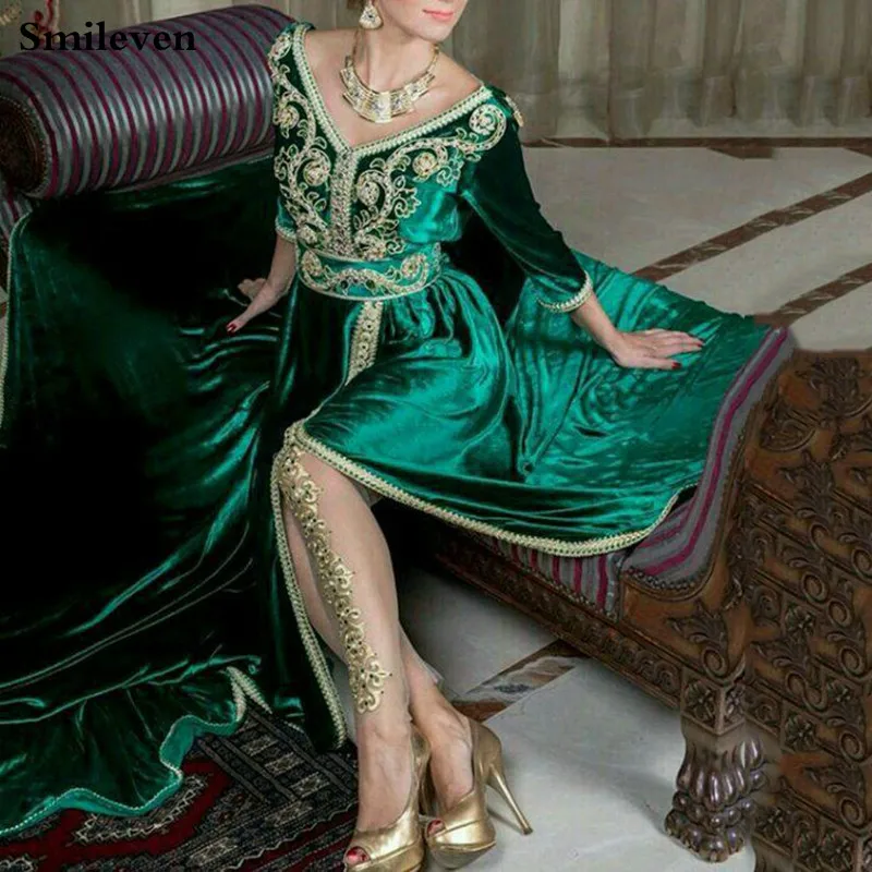 Smileven V Neck Moroccan caftan Evening Dresses 3/4 Sleeve Velvet Algeria Arabic Muslim Special Occasion Dresses Party Gowns
Smileven V Neck Moroccan caftan Evening Dresses 3/4 Sleeve Velvet Algeria Arabic Muslim Special Occasion Dresses Party Gowns