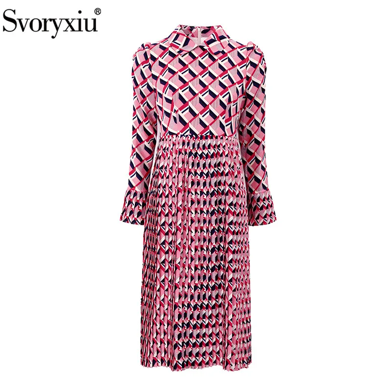 Svoryxiu Designer Spring Summer Geometric Print Midi Dress Women's Elegant Peter Pan Collar Puff Sleeve Pleated Fashion Dress
Svoryxiu Designer Spring Summer Geometric Print Midi Dress Women's Elegant Peter Pan Collar Puff Sleeve Pleated Fashion Dress