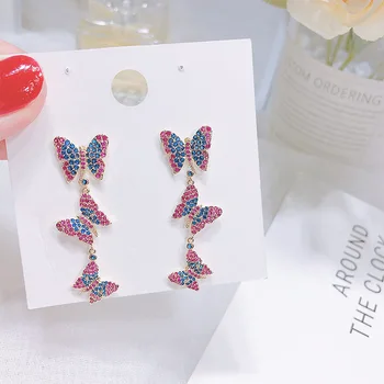 earring fashion jewelry women's earrings shine Butterfly Long Zircon Korean earing gold earrings big earrings rose gold WYY-113 
earring fashion jewelry women's earrings shine Butterfly Long Zircon Korean earing gold earrings big earrings rose gold WYY-113