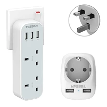 TESSAN UK Plug Extension with 3 USB Ports and 2-Way Socket, 5-in-1 USB Outlet Plug Extender for Home Office Bedroom, 13A 3250W
TESSAN UK Plug Extension with 3 USB Ports and 2-Way Socket, 5-in-1 USB Outlet Plug Extender for Home Office Bedroom, 13A 3250W