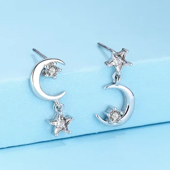 Keeper 100% 925 Sterling Silver Korean Moon Earrings Simple Temperament Asymmetric Long Earrings Diamond Fine Jewelry Wholesale
Keeper 100% 925 Sterling Silver Korean Moon Earrings Simple Temperament Asymmetric Long Earrings Diamond Fine Jewelry Wholesale