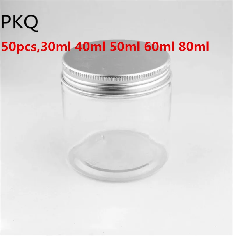 50pcs,30ml 40ml 50ml 60ml 80ml Clear Plastic Jar and aluminum Lids Empty Cosmetic Containers Makeup Box Cosmetics Jars
50pcs,30ml 40ml 50ml 60ml 80ml Clear Plastic Jar and aluminum Lids Empty Cosmetic Containers Makeup Box Cosmetics Jars