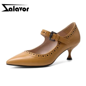 ZALAVOR Office Lady Real Leather Thin Heels Pumps Buckle Work Retro Pointed Toe Spring High Heel Shoes Party Footwear Size 34-39
ZALAVOR Office Lady Real Leather Thin Heels Pumps Buckle Work Retro Pointed Toe Spring High Heel Shoes Party Footwear Size 34-39