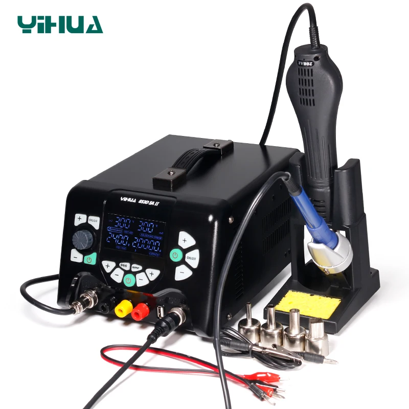 DC Power Supply With 970W Hot Air Soldering Station 3 in 1 Soldering Iron Rework Station Repair Welding Tools YIHUA 853D 5A II
DC Power Supply With 970W Hot Air Soldering Station 3 in 1 Soldering Iron Rework Station Repair Welding Tools YIHUA 853D 5A II