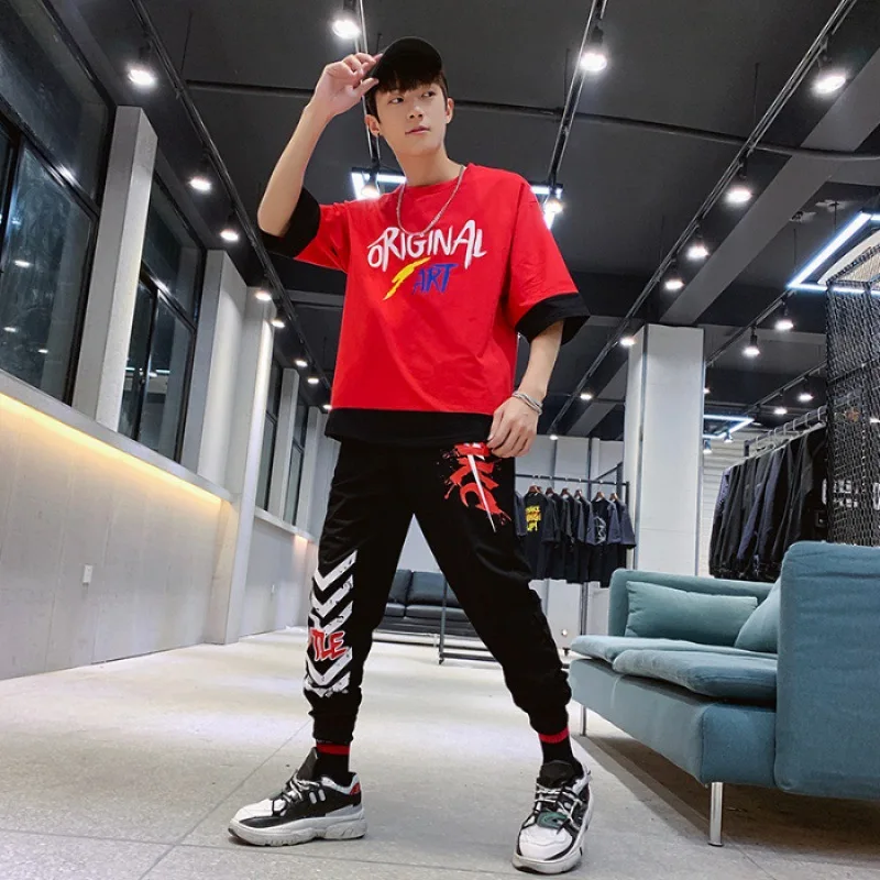 2019 New Style Spring Summer Men Middle Sleeve T-shirt Handsome Clothes Capri Pants Set Trend Two Pieces B203
2019 New Style Spring Summer Men Middle Sleeve T-shirt Handsome Clothes Capri Pants Set Trend Two Pieces B203