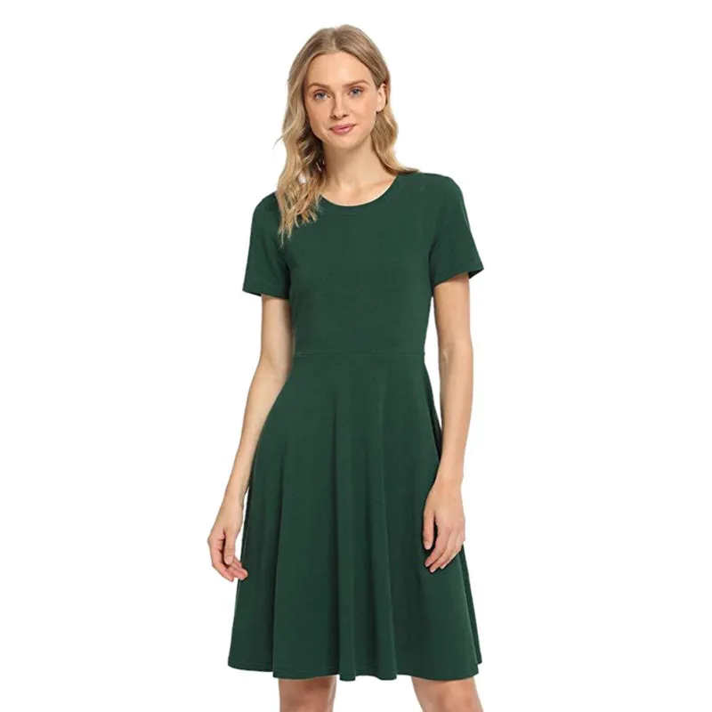 Slim Fit Large Swing Women Fashion Solid Dress A-Line Summer O-Neck Short Sleeve Dress Casual Dress Knitting Cotton Dress
Slim Fit Large Swing Women Fashion Solid Dress A-Line Summer O-Neck Short Sleeve Dress Casual Dress Knitting Cotton Dress