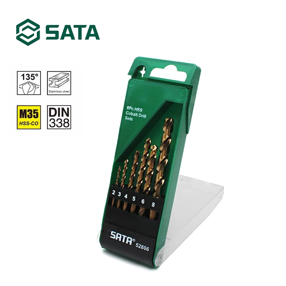 SATA Tool 6pcsTwist Drill HSS Co 5% cobalt drill bit steel alloys Straight Shank 52806
SATA Tool 6pcsTwist Drill HSS Co 5% cobalt drill bit steel alloys Straight Shank 52806