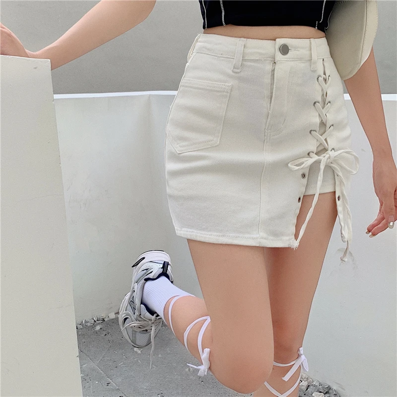 Women's High Waisted White Split Bandage Jeans Shorts Skirts, Teenage Girls Club Clothing, Korean Fashion Trends Sexy Streetwear
Women's High Waisted White Split Bandage Jeans Shorts Skirts, Teenage Girls Club Clothing, Korean Fashion Trends Sexy Streetwear