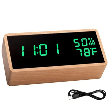 Wooden Digital LED Alarm Clock Sounds Control Electronic Table Clock with Temperature Humidity LED Desk Clocks Despertador
Wooden Digital LED Alarm Clock Sounds Control Electronic Table Clock with Temperature Humidity LED Desk Clocks Despertador
