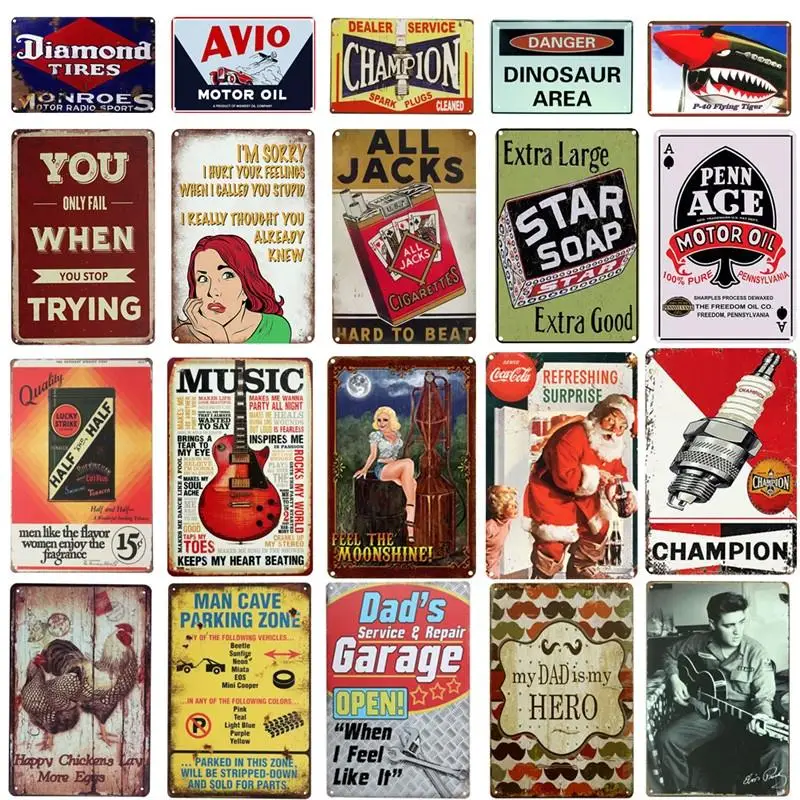Фото All Jacks Vintage Metal Tin Signs Retro Garage Farmhouse Man Cave Wall Poster Decor Bar Pub Home | Дом и сад
