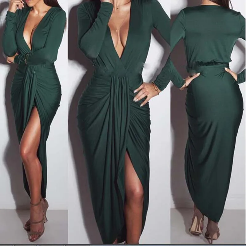 Fall/winter new V-neck long sleeve plus cotton va voom pleated nightclub dress high quality lace-up side split dress gown ladies
Fall/winter new V-neck long sleeve plus cotton va voom pleated nightclub dress high quality lace-up side split dress gown ladies