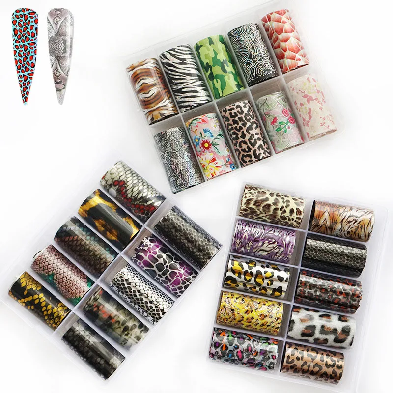 10 Rolls/box Nail Leopard Pattern Nail Sticker Snakeskin Patterns Starry Paper Transfer Stickers Fashionable Nail Accesoires
10 Rolls/box Nail Leopard Pattern Nail Sticker Snakeskin Patterns Starry Paper Transfer Stickers Fashionable Nail Accesoires