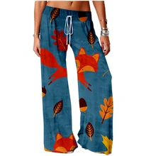 Cross Border Women's Maple Leaf Print Track Pants Wide Leg Lounge Pants Cross Border Women's Maple Leaf Print Track Pants Wide Leg Lounge Pants