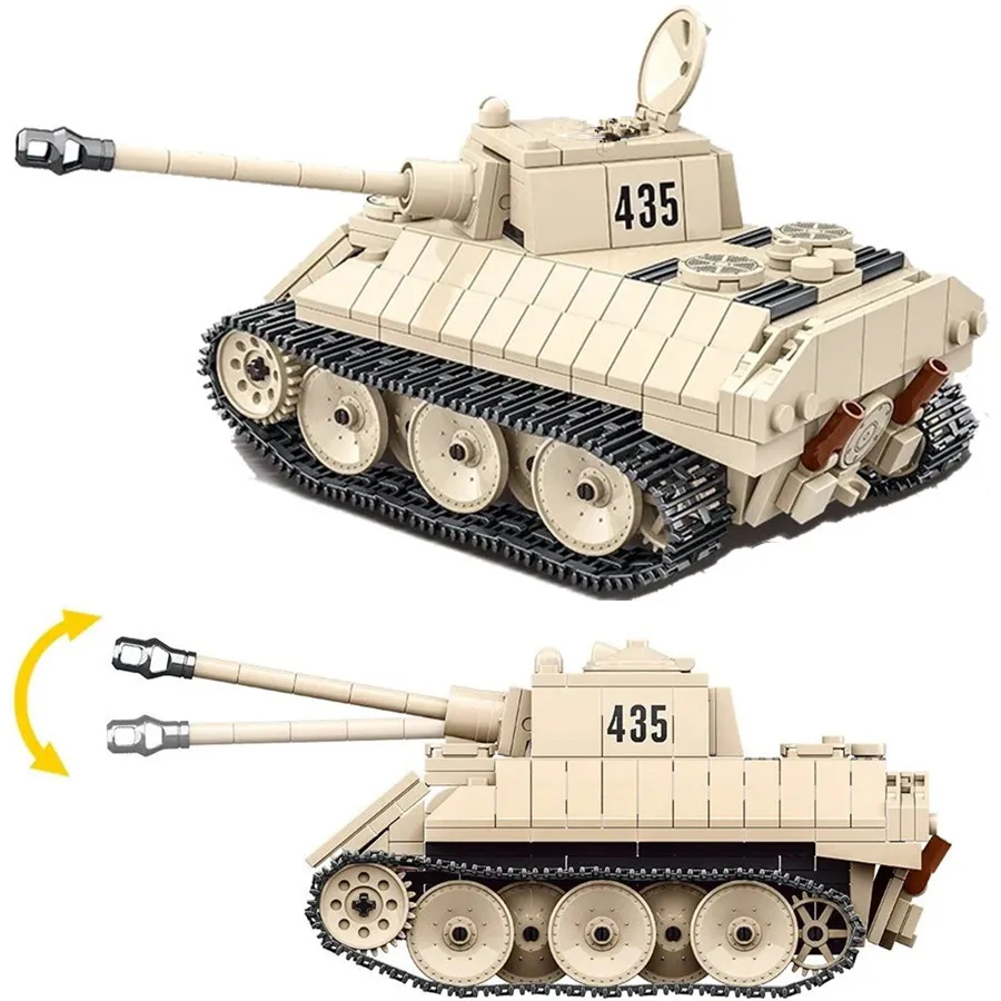 446Pcs Military WW2 German Leopard VK-1602 Light Reconnaissance Tank Model DIY Building Blocks Set Educational Toys for Children
446Pcs Military WW2 German Leopard VK-1602 Light Reconnaissance Tank Model DIY Building Blocks Set Educational Toys for Children