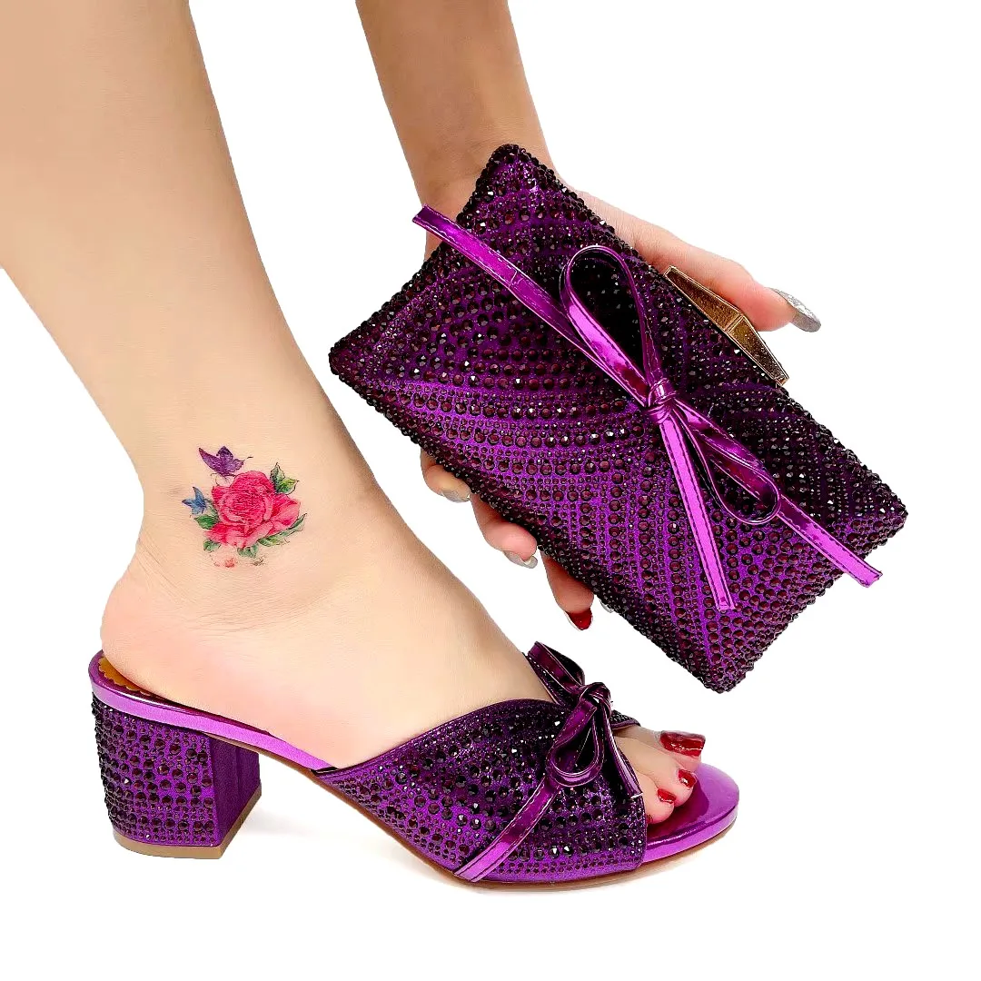 Fashion Purple Women Shoes Match Bow-knot Purse With Rhinestones Decorate African Dress Pumps And Handbag Set A1075,Heel 5.5CM
Fashion Purple Women Shoes Match Bow-knot Purse With Rhinestones Decorate African Dress Pumps And Handbag Set A1075,Heel 5.5CM