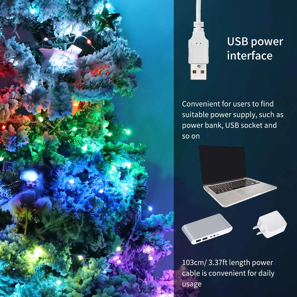 LED String Light RGB Fairy Light USB WIFI Bluetooth Remote Control For Alexa / Google Home Christmas Home Decoration
LED String Light RGB Fairy Light USB WIFI Bluetooth Remote Control For Alexa / Google Home Christmas Home Decoration