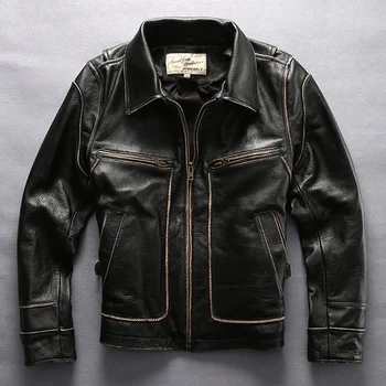 Free Shipping Men's Genuine Leather Jacket Spring Top Quality Outwear Cowhide Vintage Motorcycle Rider Black Jacket for Male
Free Shipping Men's Genuine Leather Jacket Spring Top Quality Outwear Cowhide Vintage Motorcycle Rider Black Jacket for Male