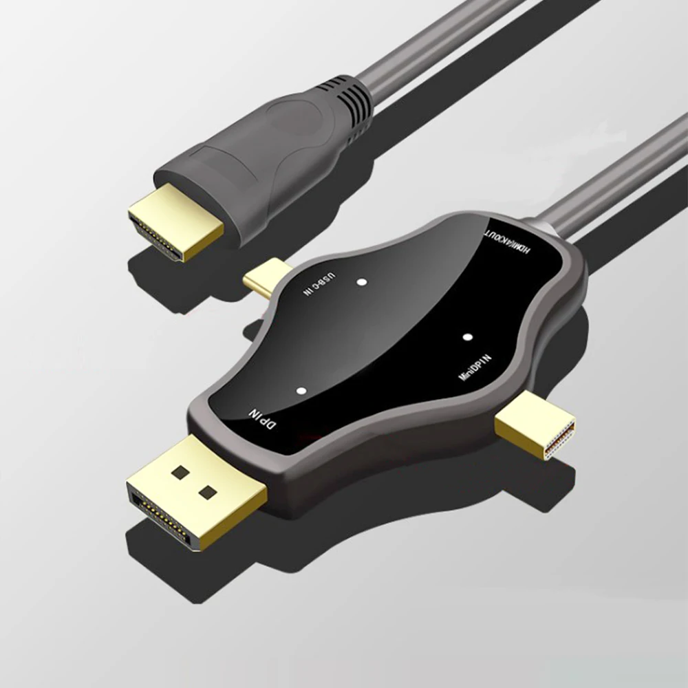 3 in 1 Male to Male 4K x 2K 30HZ HDMI to Type C Displayport Mini DP Display Port Adapter Cable Converter for MacBook Huawei PC
3 in 1 Male to Male 4K x 2K 30HZ HDMI to Type C Displayport Mini DP Display Port Adapter Cable Converter for MacBook Huawei PC