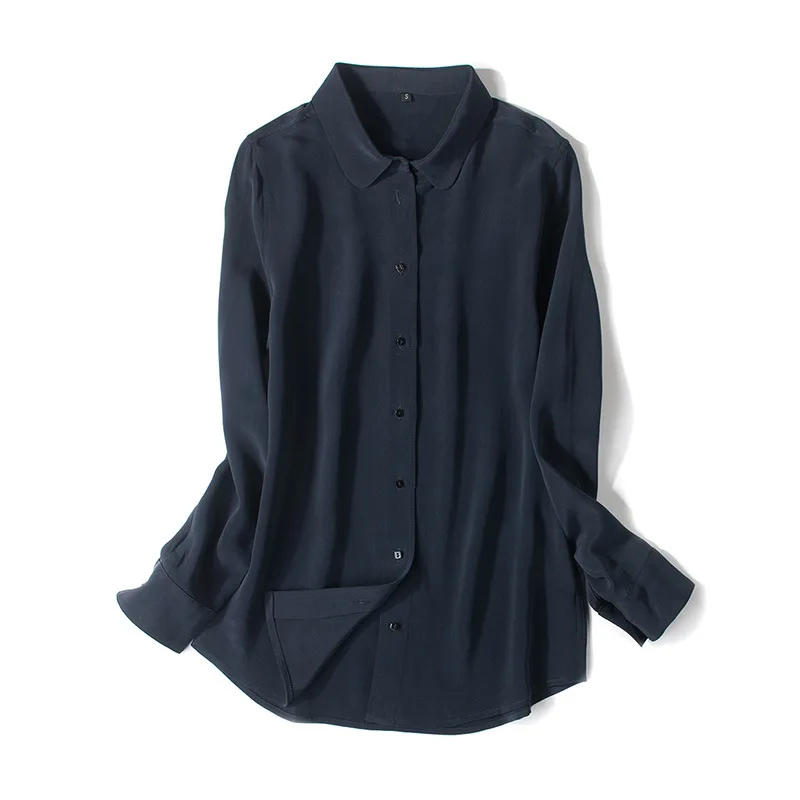 2020 Spring New Office Lady Thick 30mm Real Silk 100% Long Sleeved Women Shirts Turn Down Collar Navy Blue Blouses and Tops
2020 Spring New Office Lady Thick 30mm Real Silk 100% Long Sleeved Women Shirts Turn Down Collar Navy Blue Blouses and Tops