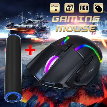 Gaming Mouse 6400DPI Adjustable RGB Macro Programmable 8 Buttons USB Wired Gamer Mouse with Mouse Pad
Gaming Mouse 6400DPI Adjustable RGB Macro Programmable 8 Buttons USB Wired Gamer Mouse with Mouse Pad