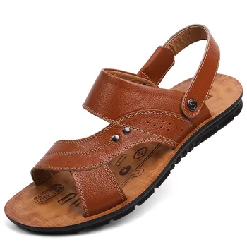 Summer Men Sandals Quality Genuine Leather Shoes Male Comfortable Slip-on Slippers Beach Brown Man Sandal zapatillas hombre
Summer Men Sandals Quality Genuine Leather Shoes Male Comfortable Slip-on Slippers Beach Brown Man Sandal zapatillas hombre