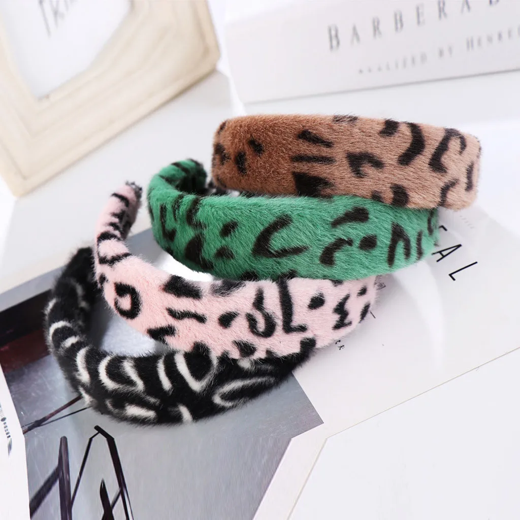 Фото Женские осенние повязки для волос модная бархатная повязка с леопардовым