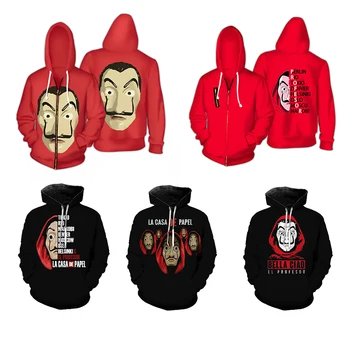 

Salvador Dali Robbery Paper House La Casa De Papel Cosplay Men Woman Costume Money Heist Sweatshirt Hoodies Coat Jacket Hoody