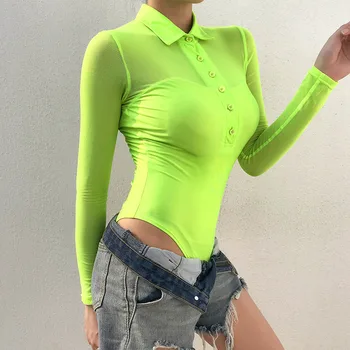 Sexy Women Streetwear Bodysuit Rompers Fluorescence Slim Bodysuit Mesh Gothic Girl One-Piece Full Slleve Bodysuits Polo Collar
Sexy Women Streetwear Bodysuit Rompers Fluorescence Slim Bodysuit Mesh Gothic Girl One-Piece Full Slleve Bodysuits Polo Collar