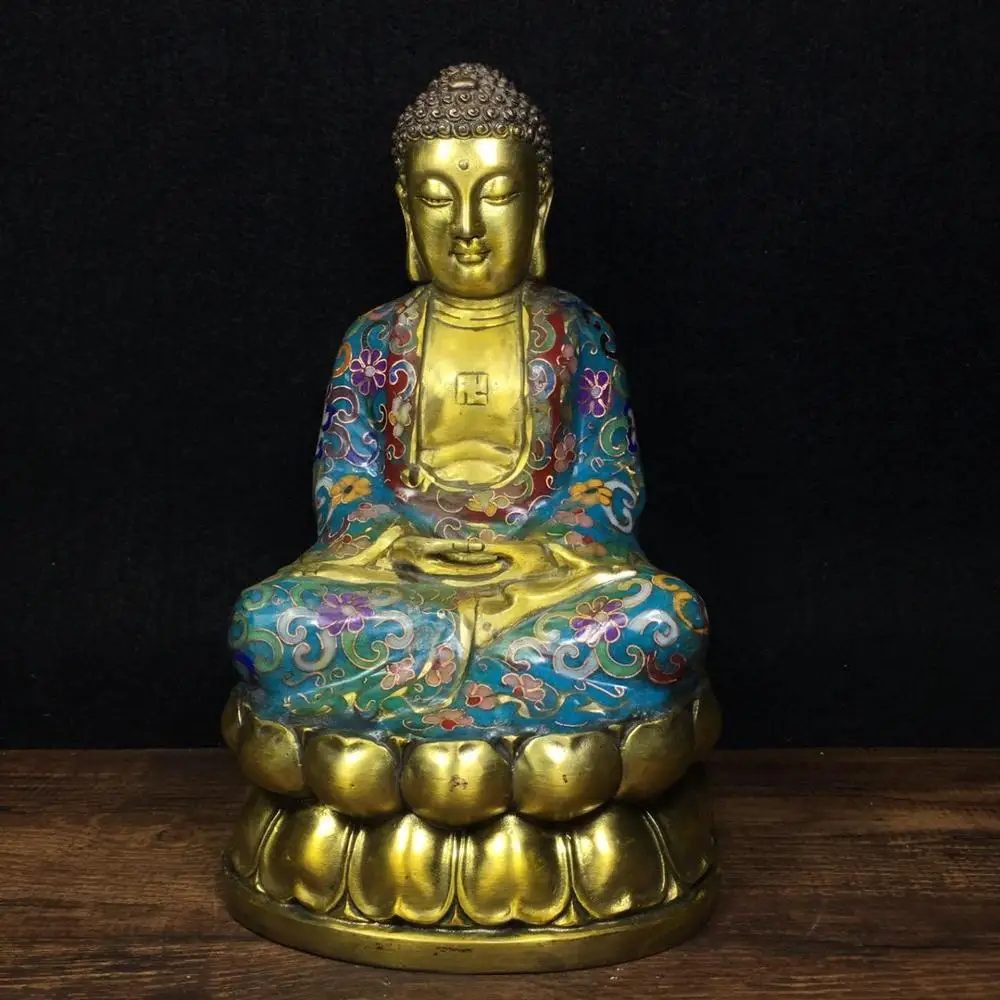 Home Decor 9" Tibet Buddhism Temple Old Bronze Cloisonne Enamel Shakyamuni Buddha Statue Amitabha Enshrine the Buddha
Home Decor 9" Tibet Buddhism Temple Old Bronze Cloisonne Enamel Shakyamuni Buddha Statue Amitabha Enshrine the Buddha