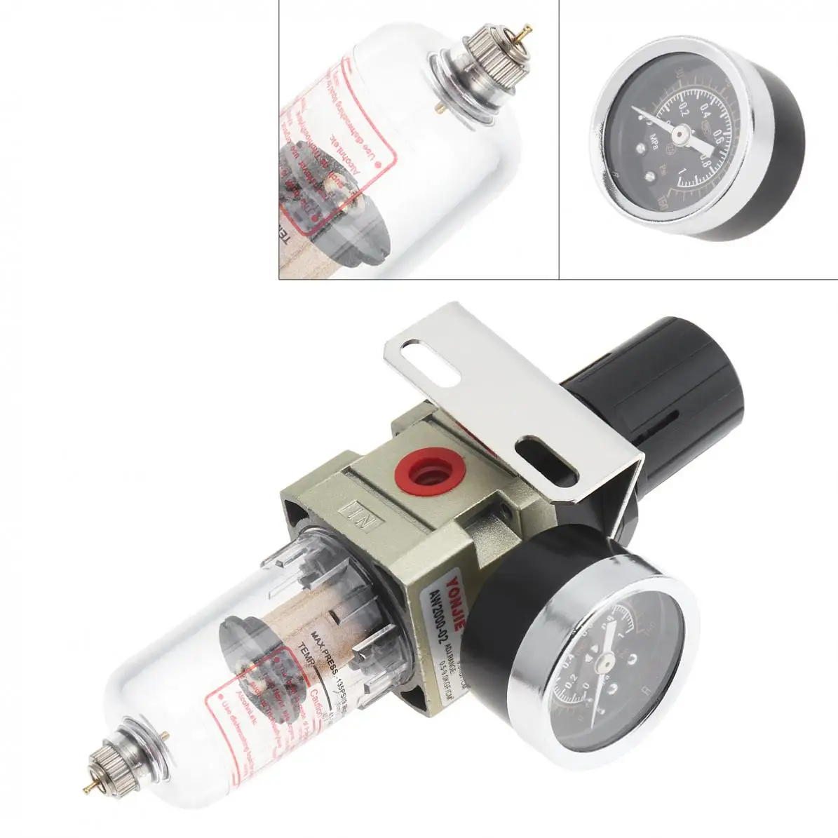 Pneumatic Parts AW2000-02 Air Compressor 0-1.0mpa Adjustable Oil Water Separator Regulator PT1/4(mm) Caliber with Gauge
Pneumatic Parts AW2000-02 Air Compressor 0-1.0mpa Adjustable Oil Water Separator Regulator PT1/4(mm) Caliber with Gauge