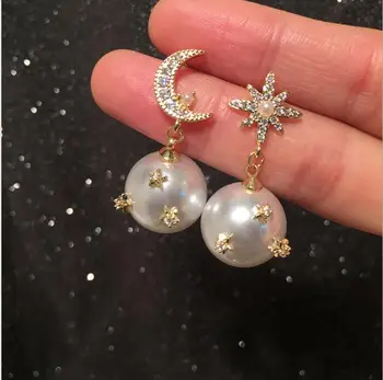 Moon Earrings Star Pearl Tassel Pendant Sweet Temperament Simple Asymmetry Octagon Star Stud Earrings
Moon Earrings Star Pearl Tassel Pendant Sweet Temperament Simple Asymmetry Octagon Star Stud Earrings