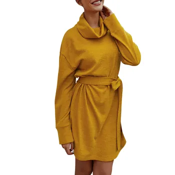 KLV dress women dress Womens Fashion Ladies Long Sleeves Solid Turtleneck Casual Belt Mini Dress платье женское Free shipping D4
KLV dress women dress Womens Fashion Ladies Long Sleeves Solid Turtleneck Casual Belt Mini Dress платье женское Free shipping D4