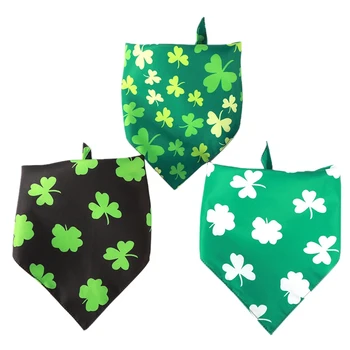 

3 Pack St. Patrick's Day Dog Bandanas Handkerchief Pet Lucky Shamrock Bandanna