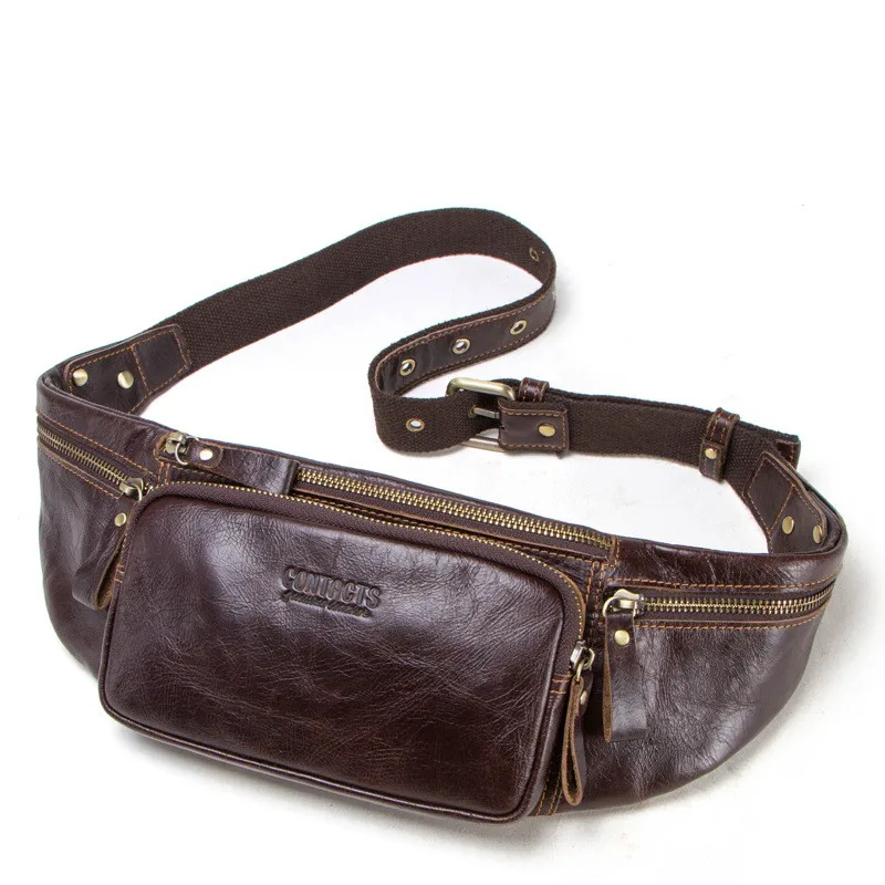 Leather men's sports waist bag head layer cowhide three-dimensional waterproof pure color multi-functional
Leather men's sports waist bag head layer cowhide three-dimensional waterproof pure color multi-functional