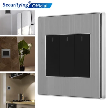 3 Gang 1 Way Switch 250V 10A Control Brushed Stainless Steel Panel Click Wall Switch with LED Indicator Light Waterproof
3 Gang 1 Way Switch 250V 10A Control Brushed Stainless Steel Panel Click Wall Switch with LED Indicator Light Waterproof