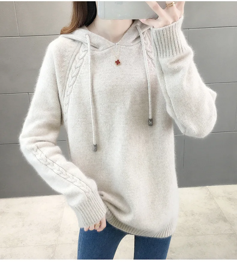 red pullover sweater women loose outer wear autumn clothes new lazy style hooded knitted pure color
red pullover sweater women loose outer wear autumn clothes new lazy style hooded knitted pure color