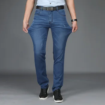 Mens Jeans Brand Business Casual Mid-waist Straight Blue Jeans Elastic Full Length Denim Trousers Men Plus Size 29-42
Mens Jeans Brand Business Casual Mid-waist Straight Blue Jeans Elastic Full Length Denim Trousers Men Plus Size 29-42