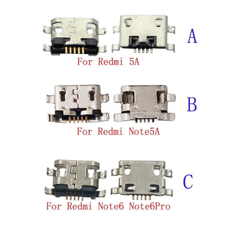 10Pcs Micro Usb Charger Charging Port Plug Dock Connector For Xiaomi Redmi Note5A Note 5A 6 Pro Hongmi Note6 6Pro Jack | Мобильные