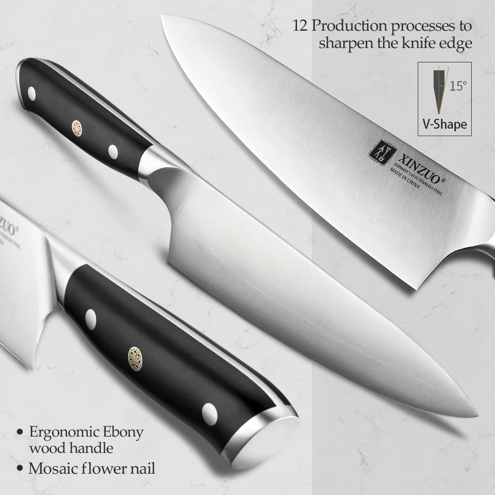 Нож шеф повара XINZUO 8 5 дюйма Высокоуглеродистый Din 1 4116 немецкие кухонные ножи из