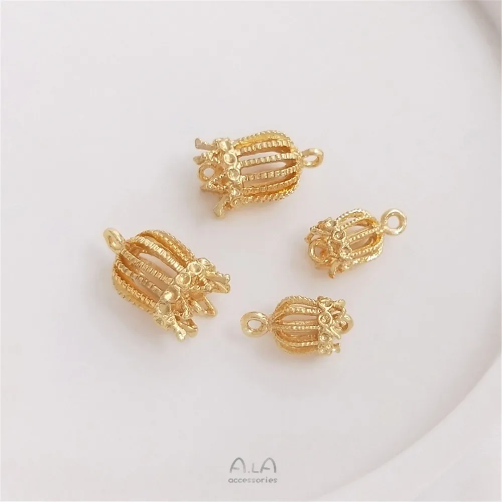 14K Gold Plated Tassel flower hat Copper bird cage DIY handmade earrings Earrings hairpin material headdress Step pendant
14K Gold Plated Tassel flower hat Copper bird cage DIY handmade earrings Earrings hairpin material headdress Step pendant