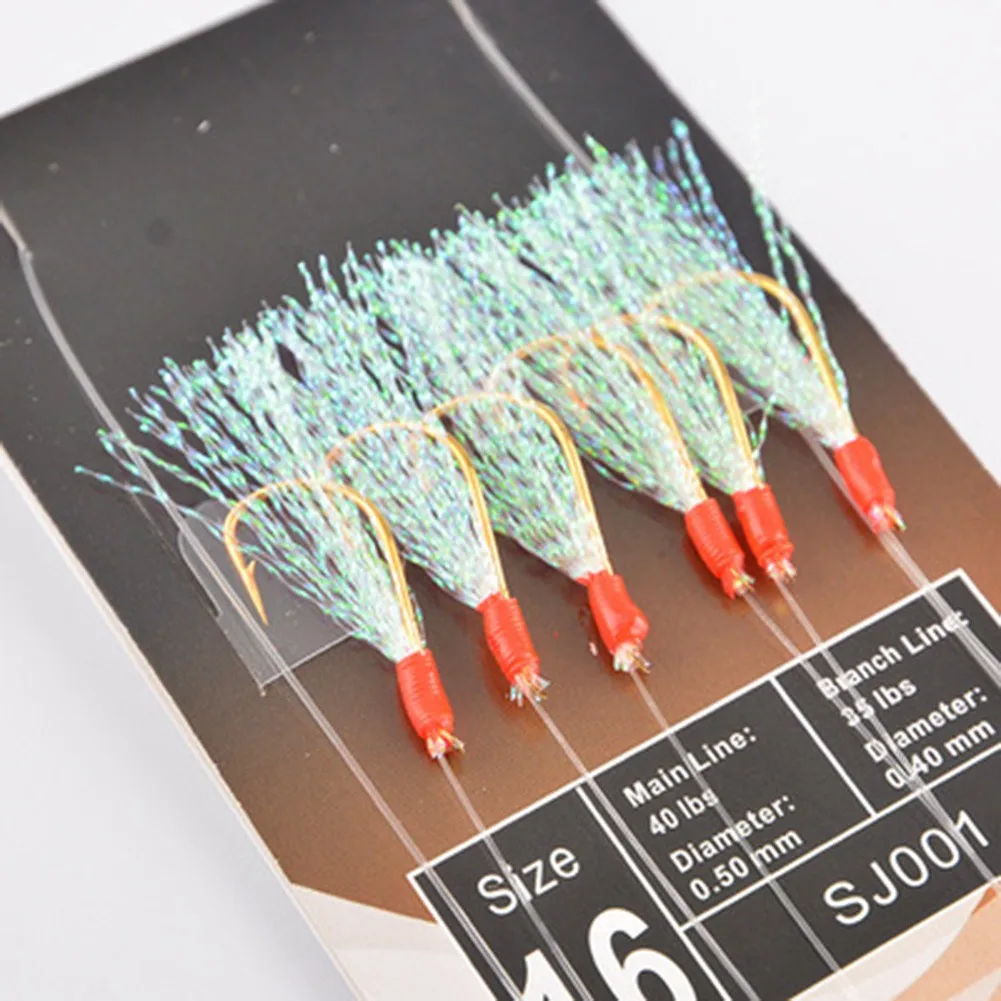 6pcs/Pack Sabikis Soft Fishing Lure Rigs Bait Jig Lure Feather Lure Herring Bait Luya Rainbow Silk Gold Hook Binding Hook
6pcs/Pack Sabikis Soft Fishing Lure Rigs Bait Jig Lure Feather Lure Herring Bait Luya Rainbow Silk Gold Hook Binding Hook