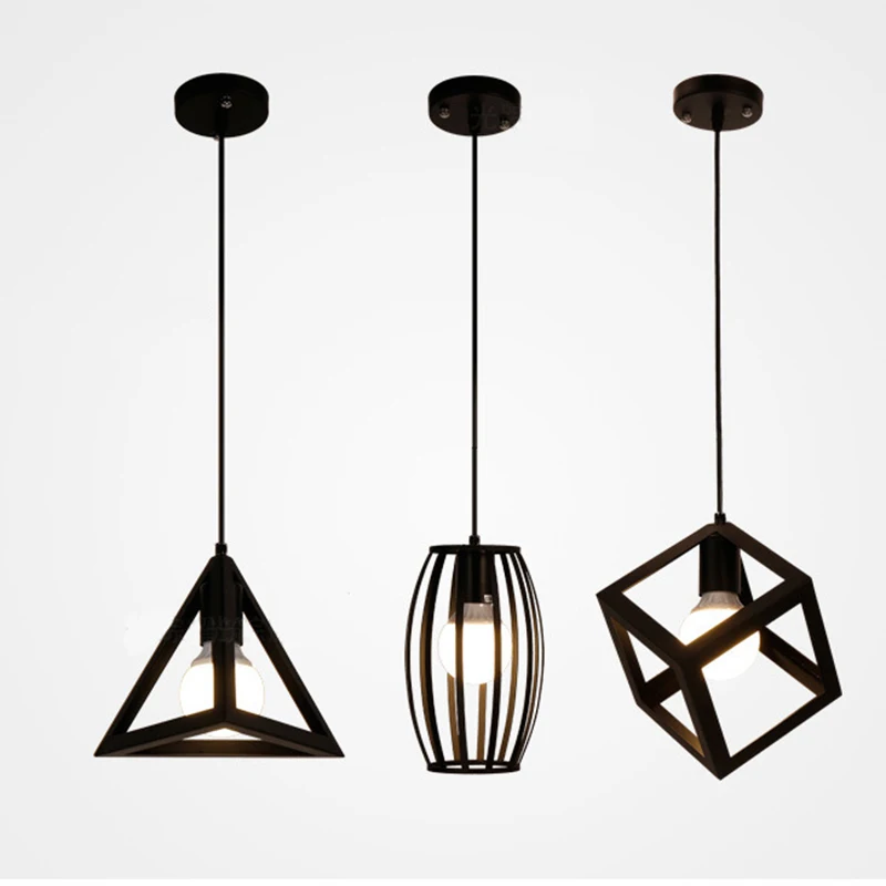 Железные подвесные светильники в стиле ретро индастриальные геометрические